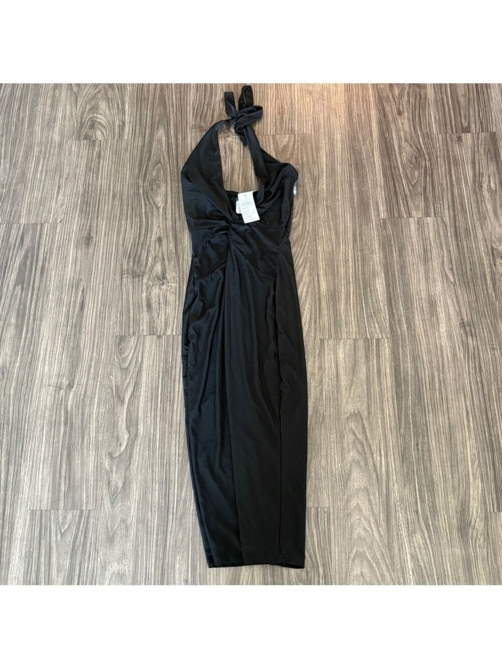 NEW Windsor Women's Black Halter Midi Twist Front Dress- Little Black Dress